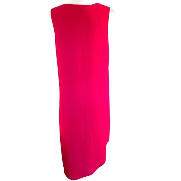 Adrianna Papell Asymmetrical Front Drape Crepe Shift Dress Size 8 Red EUC - Picture 6 of 11